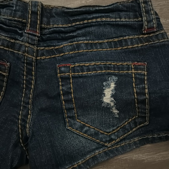American Rag Denim Jean Shorts Thick Stitched Distressed Juniors 0 - Picture 4 of 7